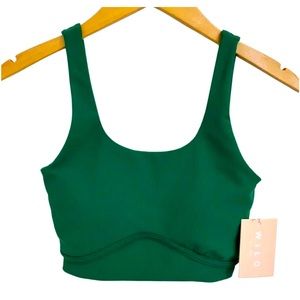 WILO Ribbed Sculpt Scoop Back Sports Bra in Emerald Green Small